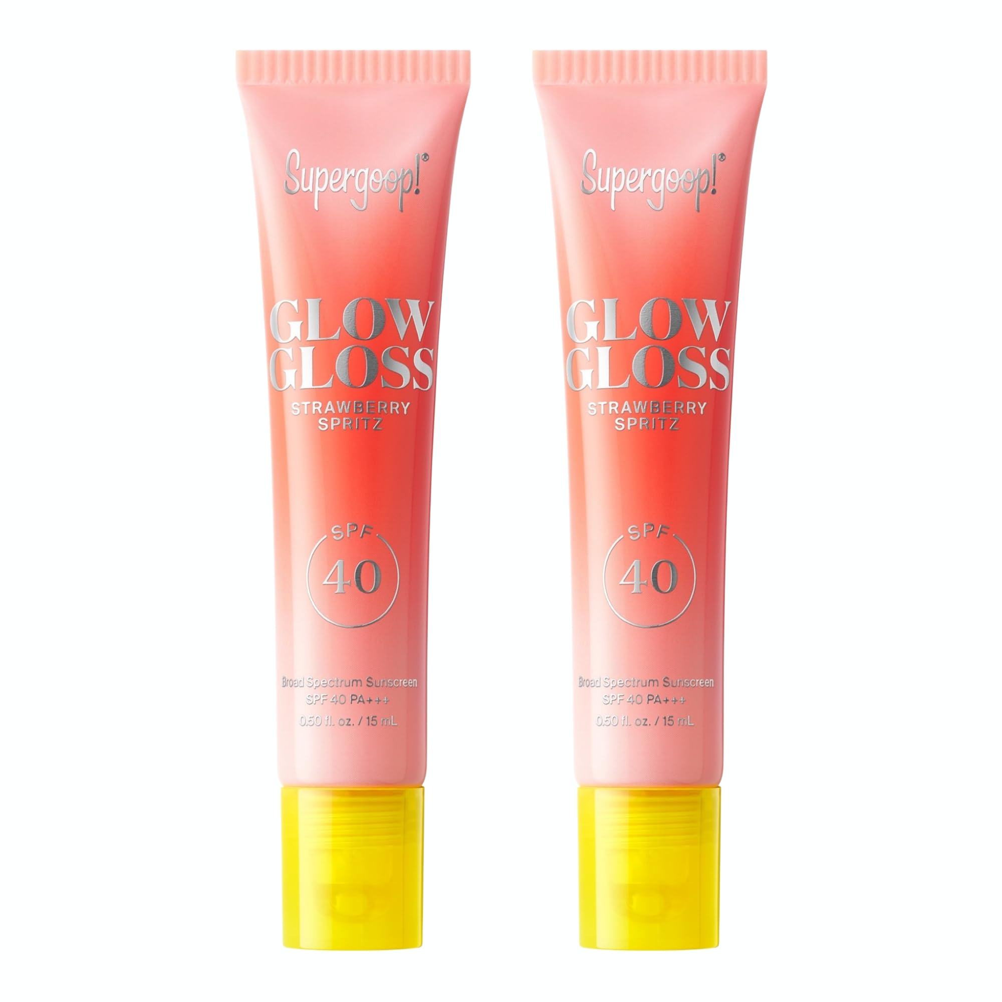 Supergoop! Glow Gloss SPF 40 Lip Balm – Strawberry Spritz (Sheer Coral Tint) – 2 Pack