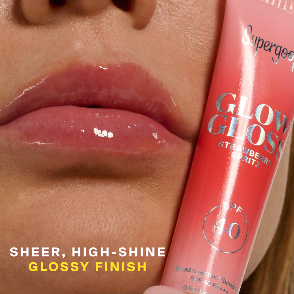 Supergoop! Glow Gloss SPF 40 Lip Balm – Strawberry Spritz, Sheer Coral Tint