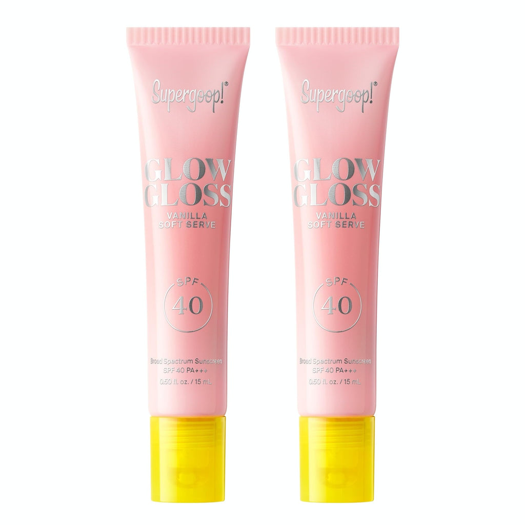 Supergoop! Glow Gloss SPF 40 Lip Balm | Vanilla Soft Serve & Sweet Cream, 2 Pack