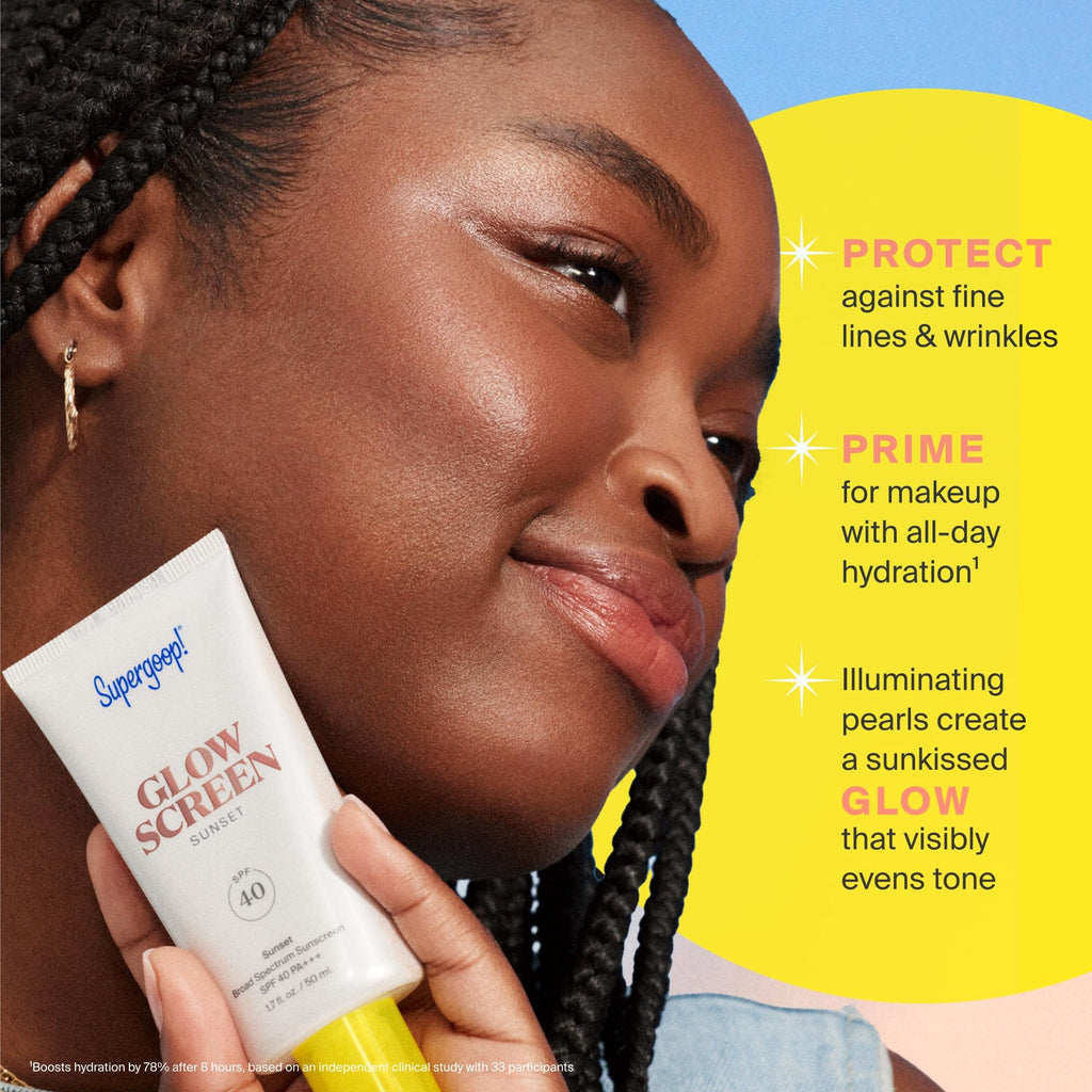 Supergoop! Glowscreen SPF 40 Sunrise (Champagne Glow) – 20 mL | Glowy Primer + Broad Spectrum Sunscreen with Hyaluronic Acid & Vitamin B5