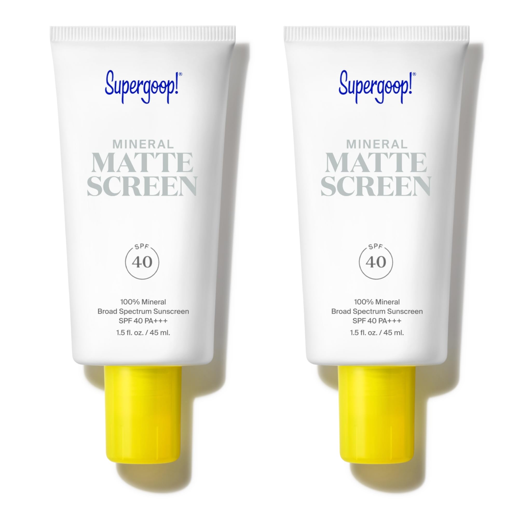 Supergoop! Mineral Mattescreen SPF 40 – Pack of 2, 45 mL | Oil-Free, Matte Finish Sunscreen