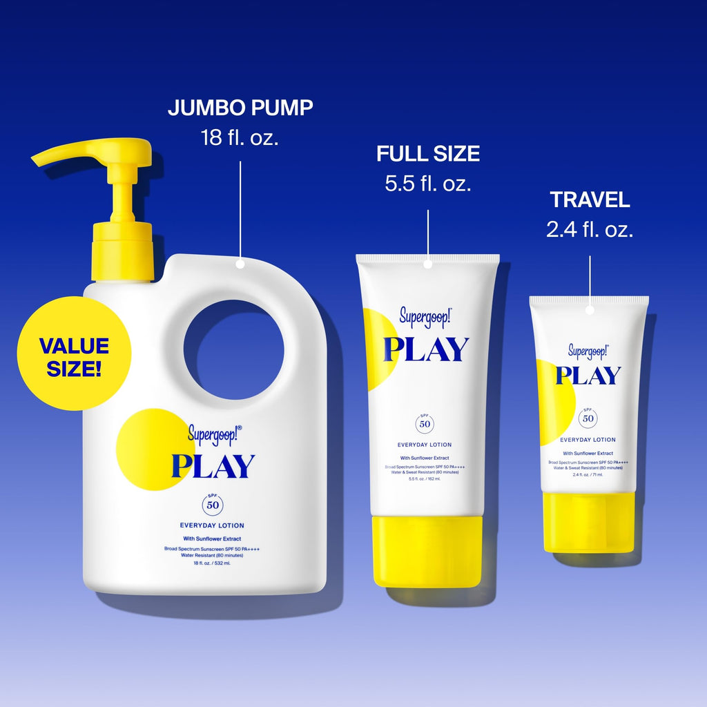 Supergoop! PLAY Everyday Lotion SPF 50 – Broad Spectrum Sunscreen for Face & Body | 2 Pack, 5.5 fl oz