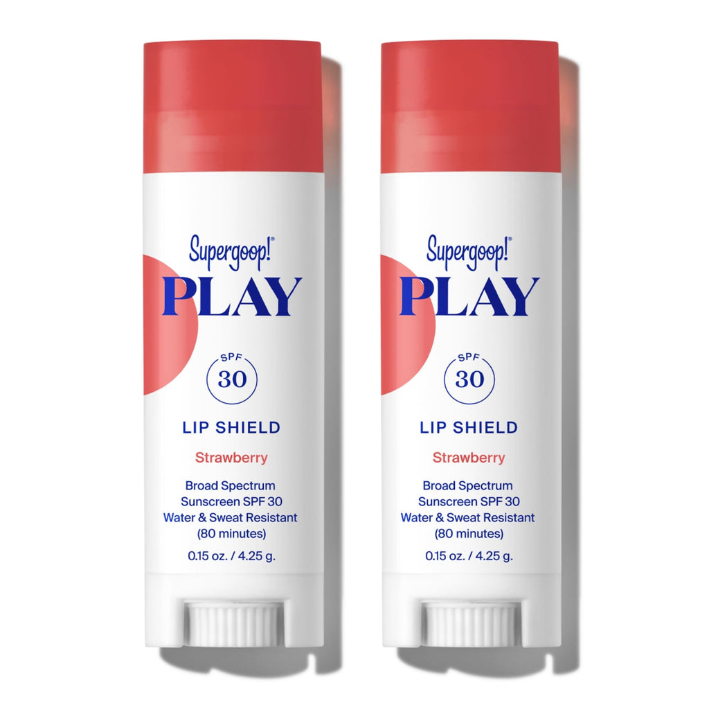 Supergoop! PLAY Lip Shield SPF 30 with Strawberry – Pack of 2 | Moisturizing Lip Balm with Broad Spectrum UV Protection