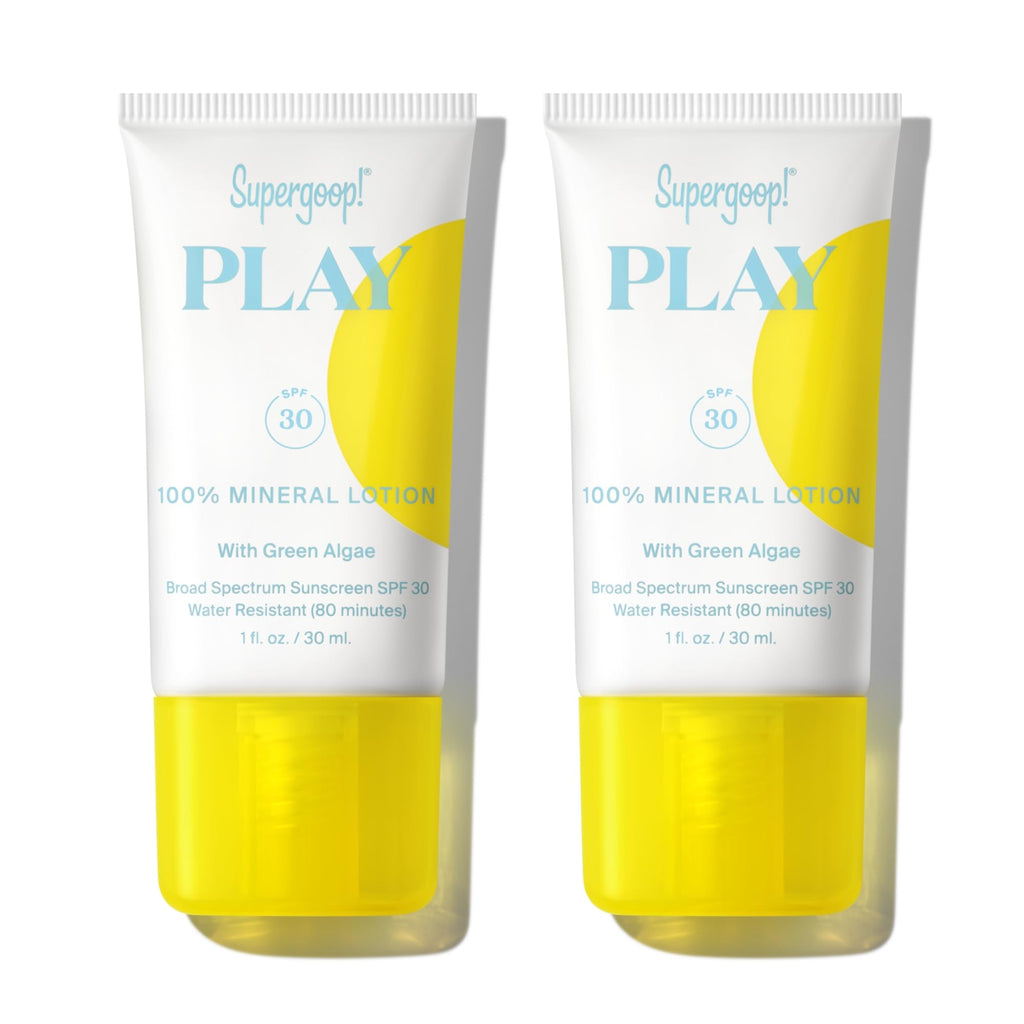 Supergoop! PLAY Mineral Lotion SPF 30 – Pack of 2 (1 oz) for Face & Body
