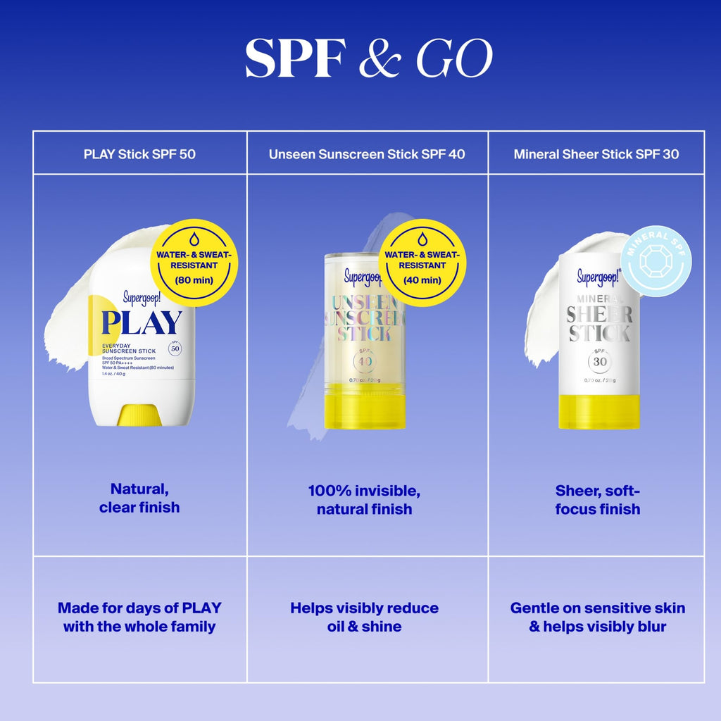 Supergoop! PLAY Everyday Sunscreen Stick SPF 50 – Lightweight, Clear Finish, Fragrance-Free