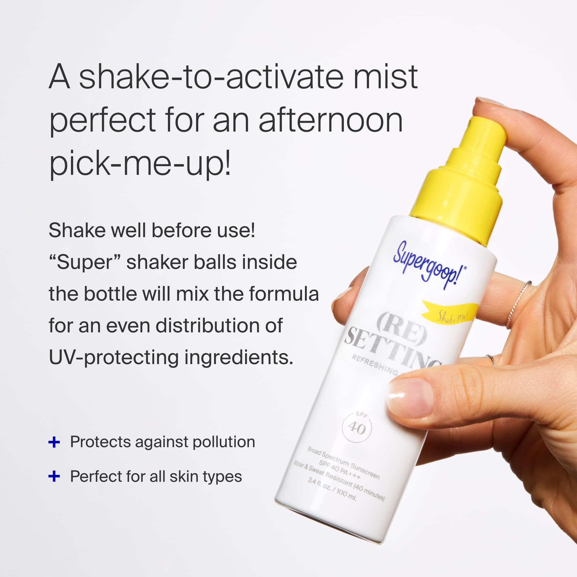 Supergoop! Re-setting Refreshing Mist SPF 40 PA+++ — 2-Pack (1 fl oz each) | Makeup Setting & UV Protection