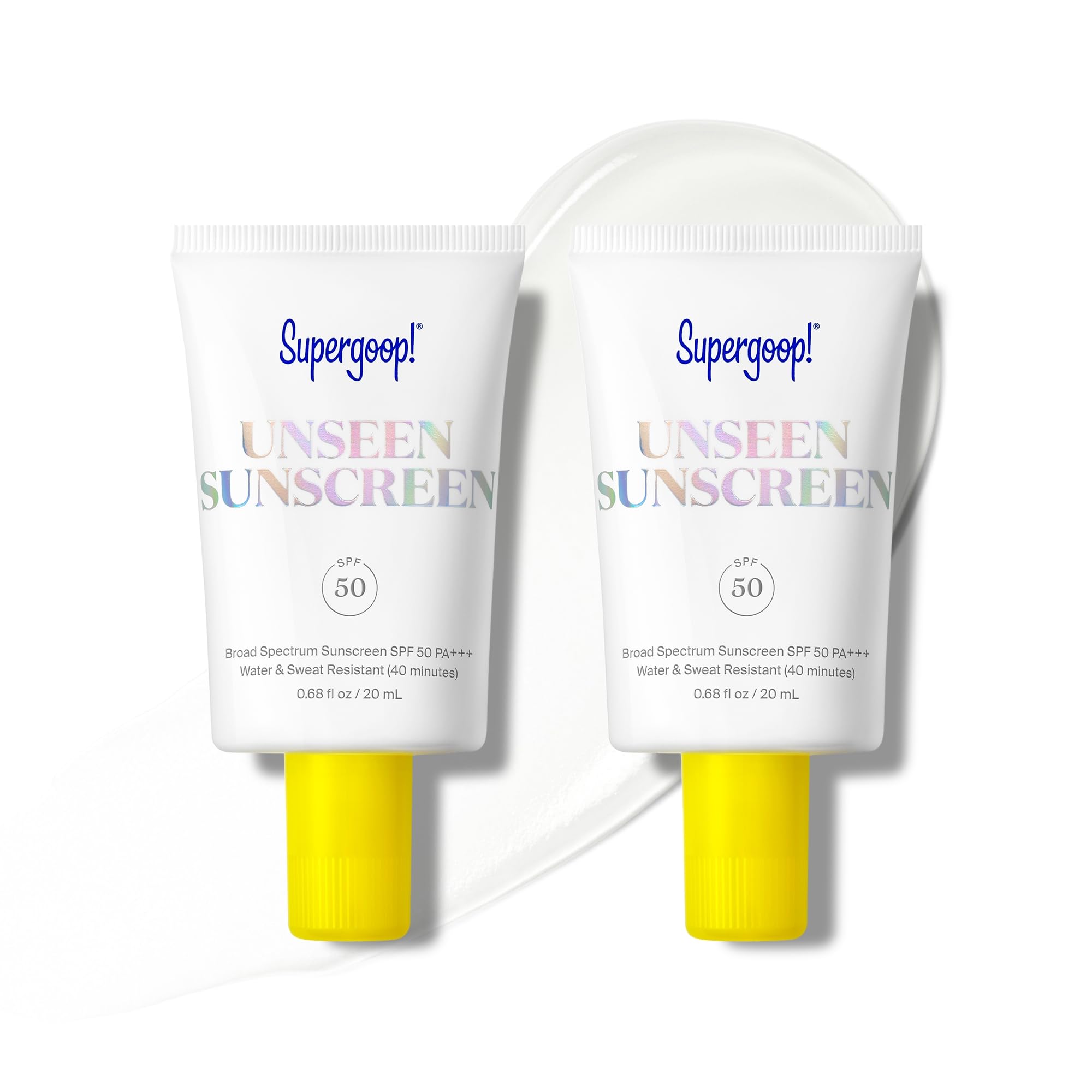 Supergoop! Unseen Sunscreen SPF 50 — Clear & Invisible with Makeup-Gripping Primer, Oil-Free, 2-Pack
