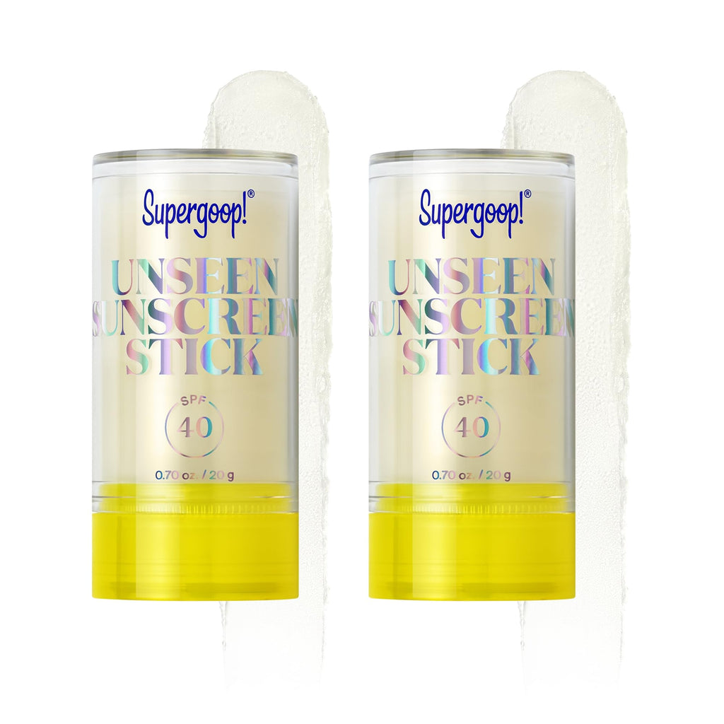 Supergoop! Unseen Sunscreen Stick SPF 40 – Clear, Invisible, Glides Over Makeup – 2-Pack