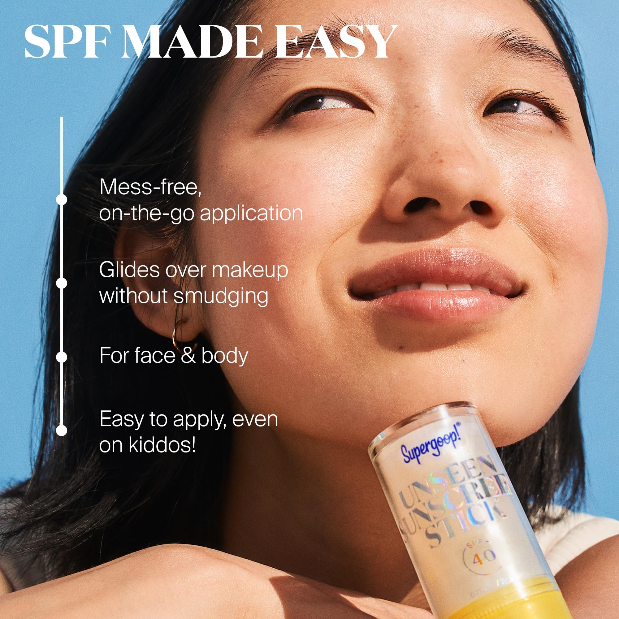 Supergoop! Unseen Sunscreen Stick SPF 40 – Clear, Invisible, Glides Over Makeup – 2-Pack