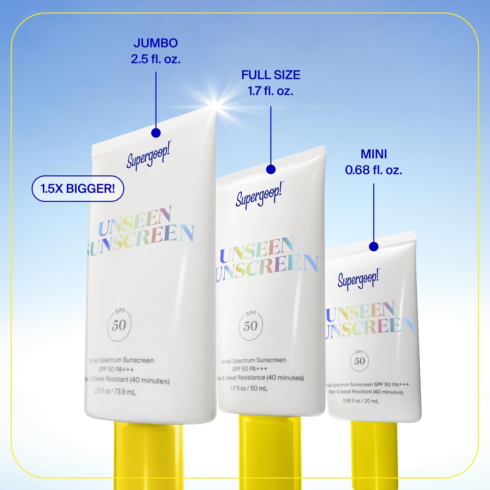 Supergoop! Unseen Sunscreen SPF 50 – Clear, Weightless Face Sunscreen & Makeup Primer | 2-Pack