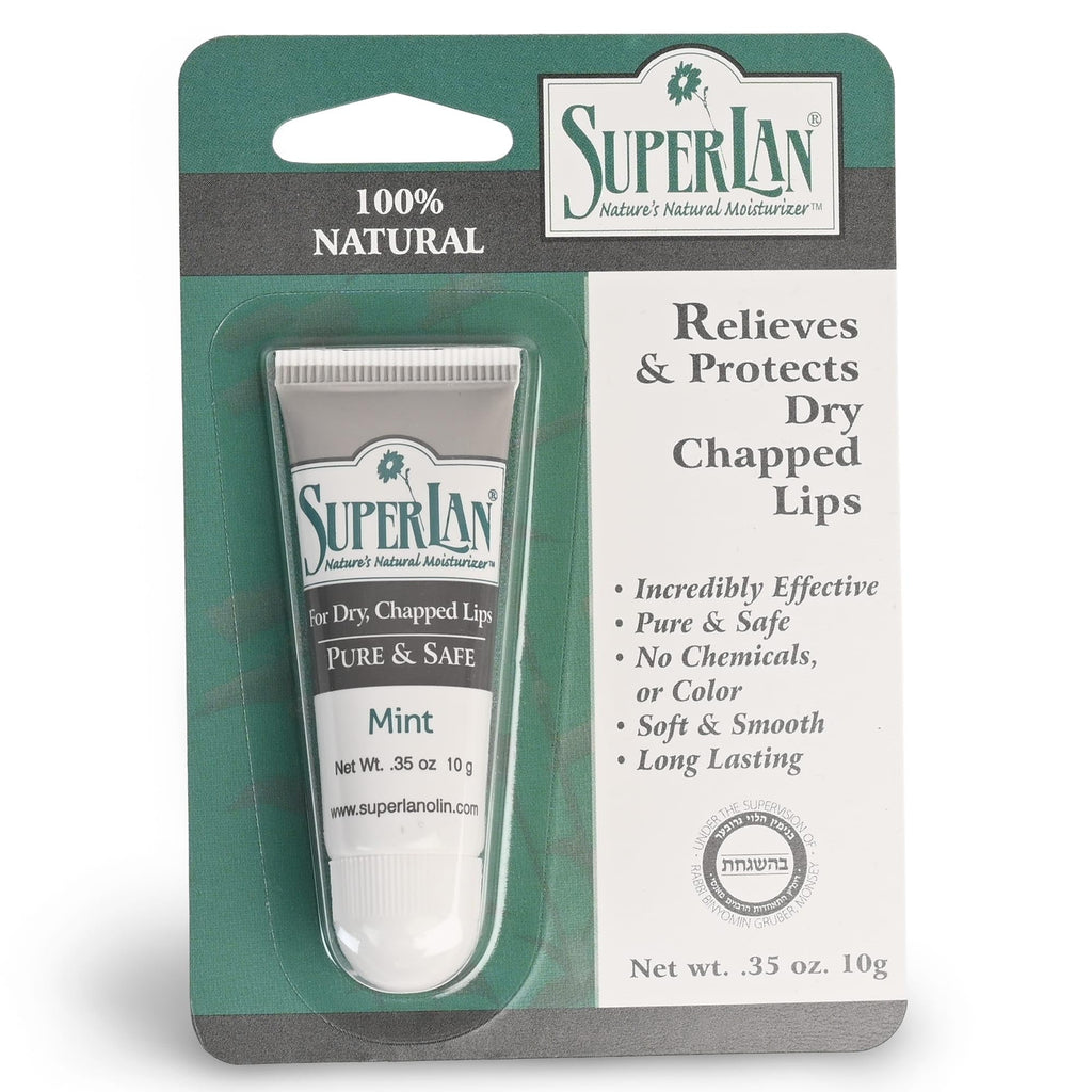 Superlan Organic Lanolin Lip Balm Mint Flavor – Hydrating Lip Repair (0.35 Oz)