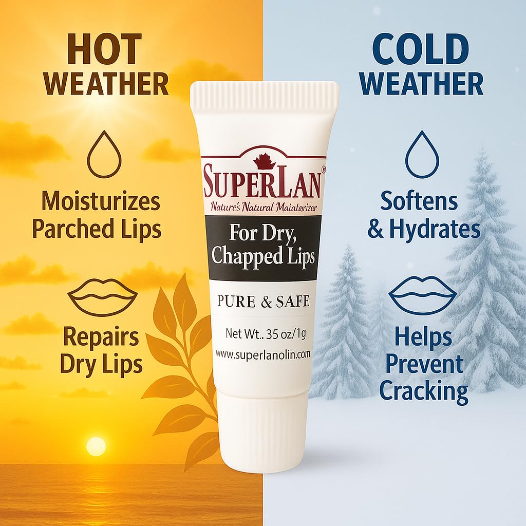 Superlan Organic Lanolin Lip Balm Mint Flavor – Hydrating Lip Repair (0.35 Oz)