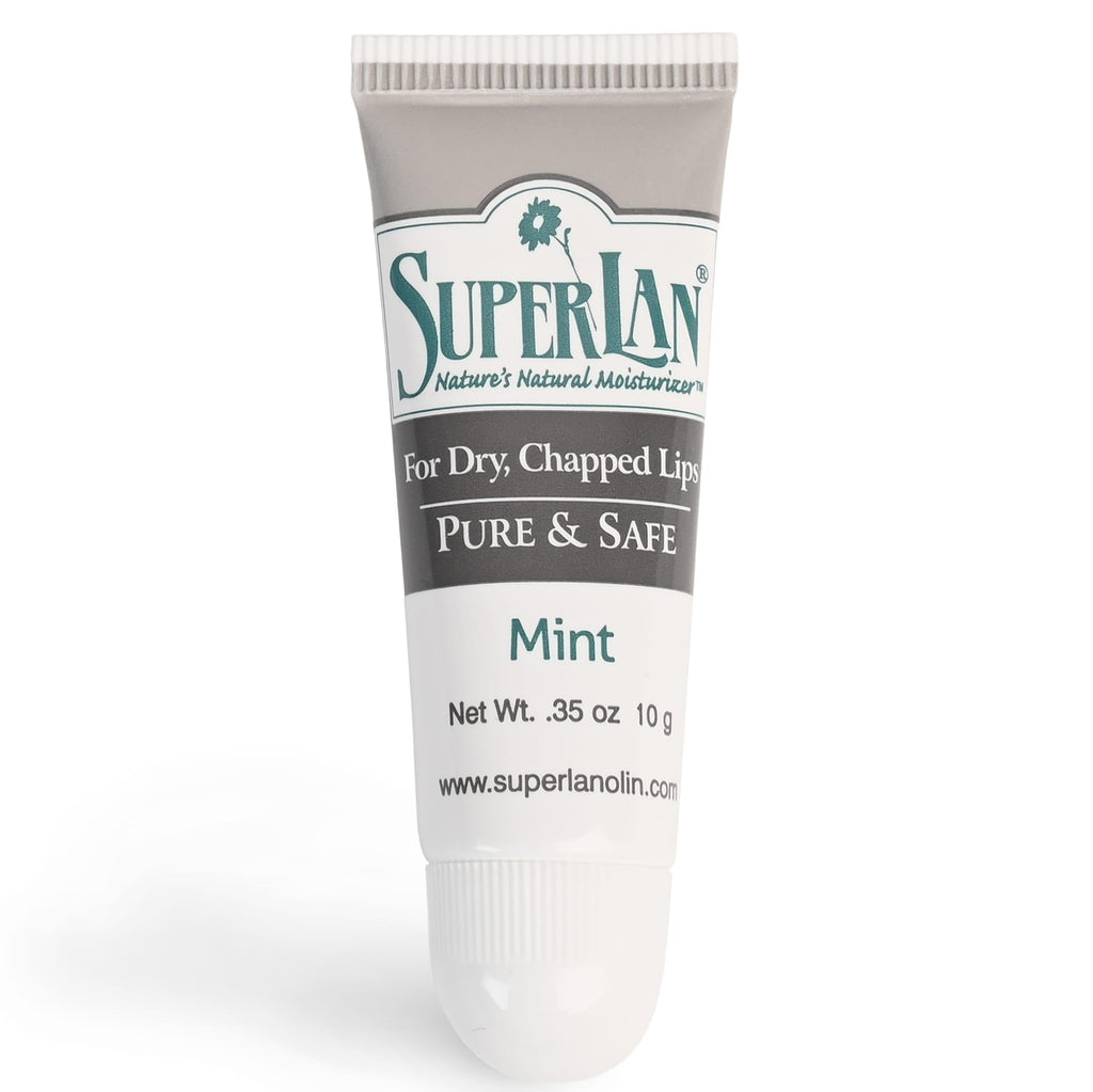 Superlan Organic Lanolin Lip Balm Mint Flavor – Hydrating Lip Repair (0.35 Oz)