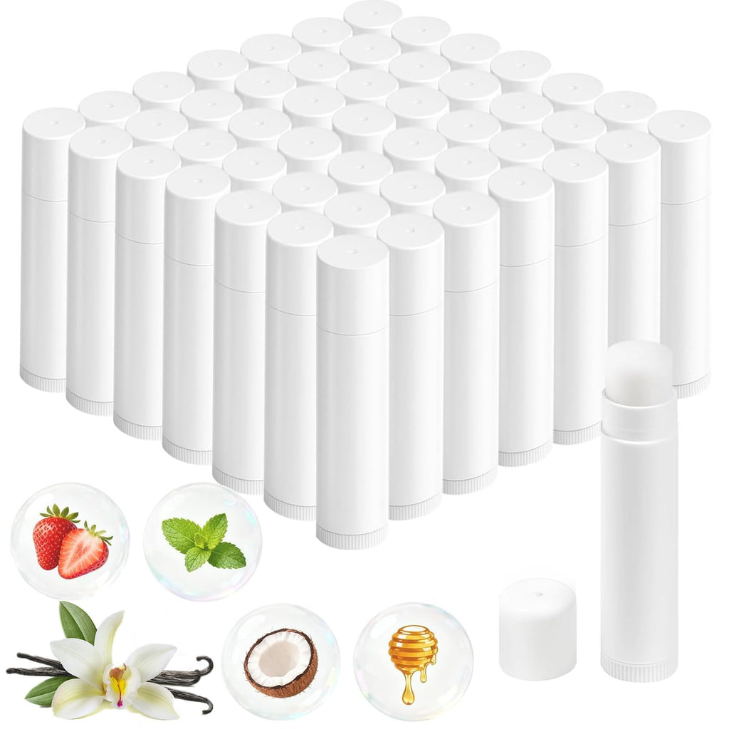 SUPERSUN Lip Balm Bulk 50 Pack – Unlabeled Tubes, 5 Flavors, Gift & Event Favors