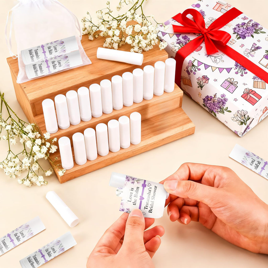 SUPERSUN Lip Balm Bulk 50 Pack – Unlabeled Tubes, 5 Flavors, Gift & Event Favors