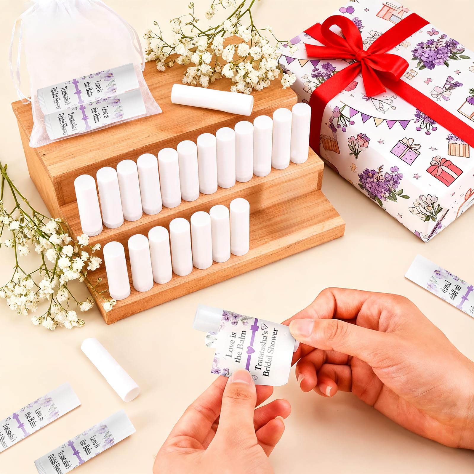 SUPERSUN Lip Balm Bulk 50 Pack – Unlabeled Tubes, 5 Flavors, Gift & Event Favors