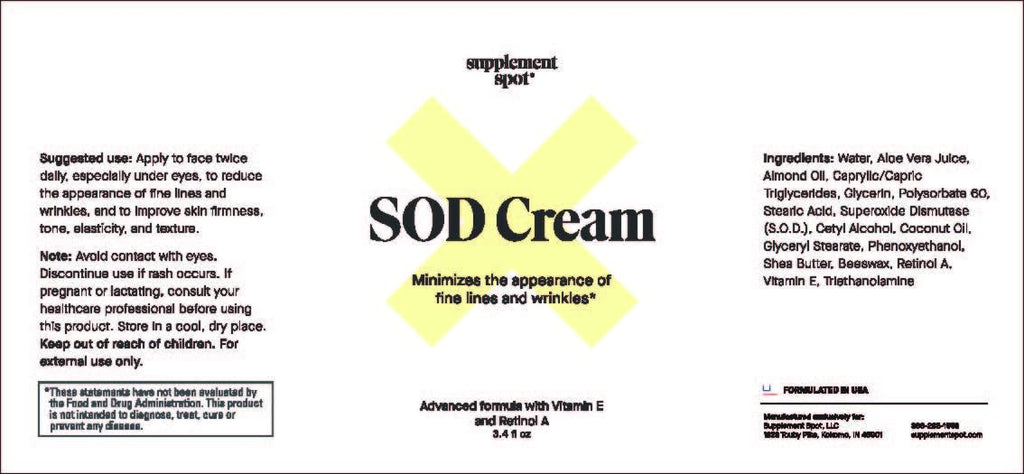 Supplement Spot SOD Anti-Aging Cream – Face Moisturizer for Fine Lines & Wrinkles, 3.4 oz