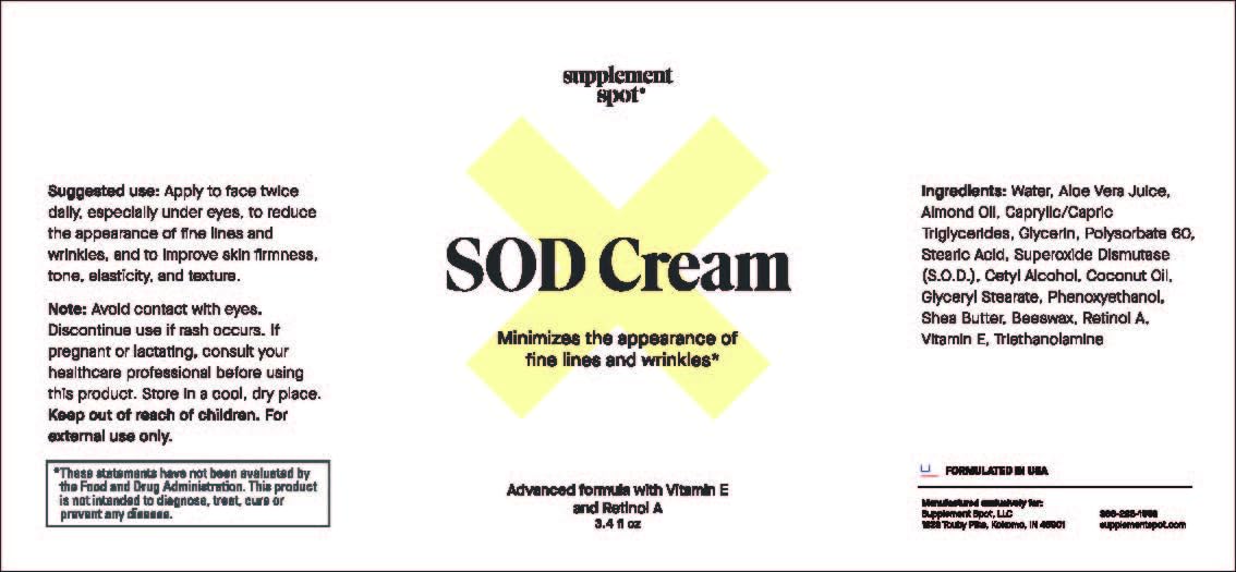 Supplement Spot SOD Anti-Aging Cream – Face Moisturizer for Fine Lines & Wrinkles, 3.4 oz
