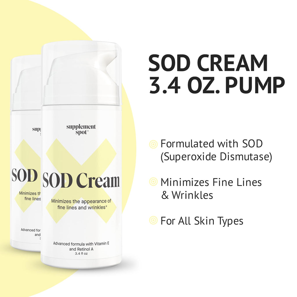 Supplement Spot SOD Anti-Aging Cream – Face Moisturizer for Fine Lines & Wrinkles, 3.4 oz