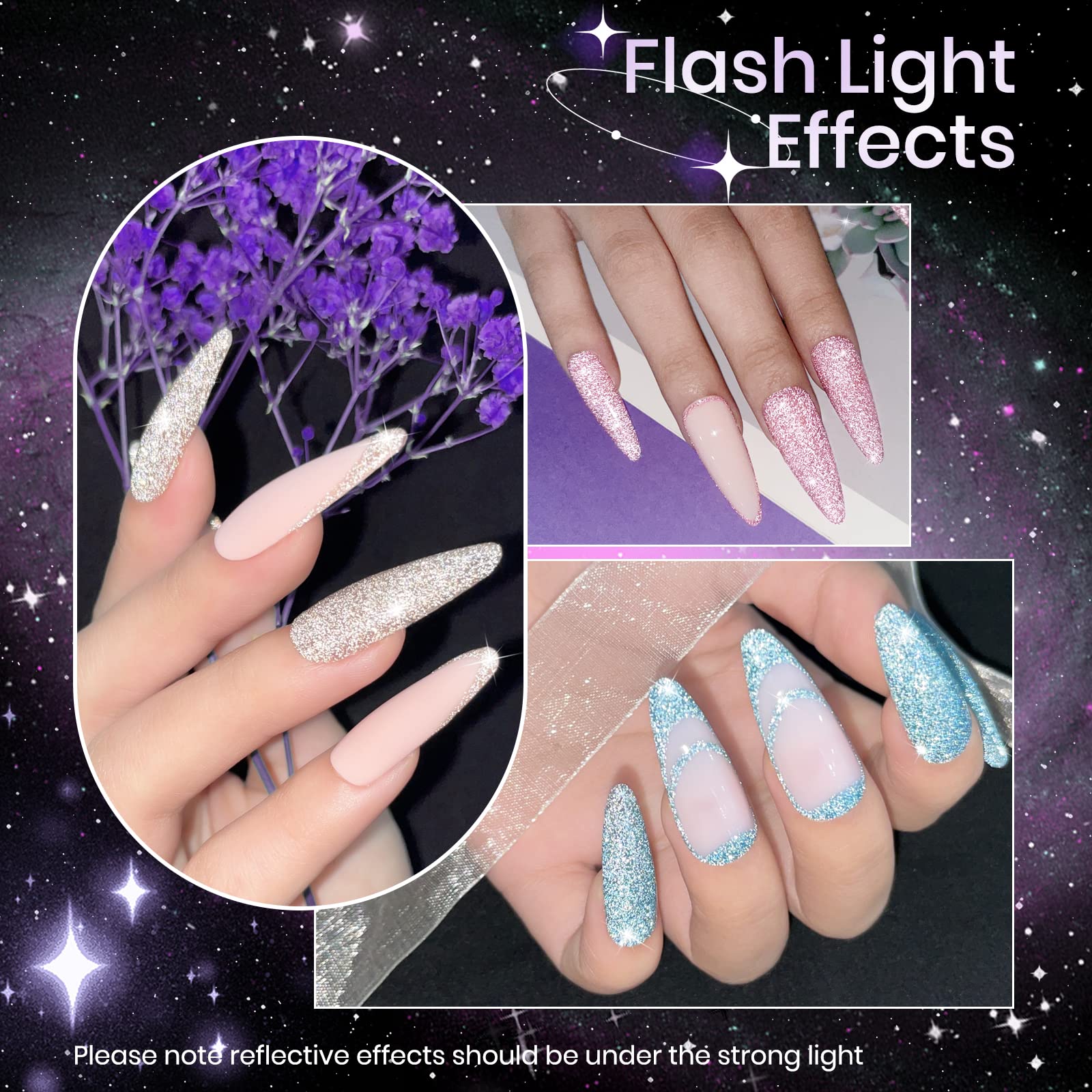 SUPWEE Reflective Gel Polish Set — 8 Diamond Glitter UV Gel Nail Polishes (7ml each)