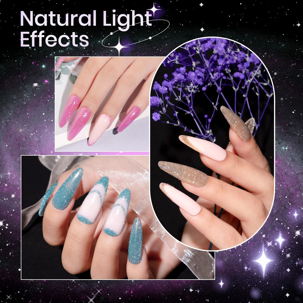 SUPWEE Reflective Gel Polish Set — 8 Diamond Glitter UV Gel Nail Polishes (7ml each)