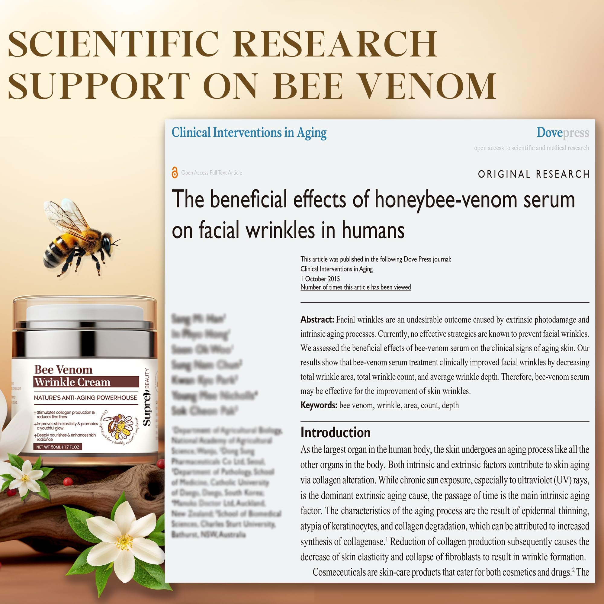 SupreH Bee Venom Cream Wrinkle Filler – Instant Lift & Eye Tightener, 50 ml