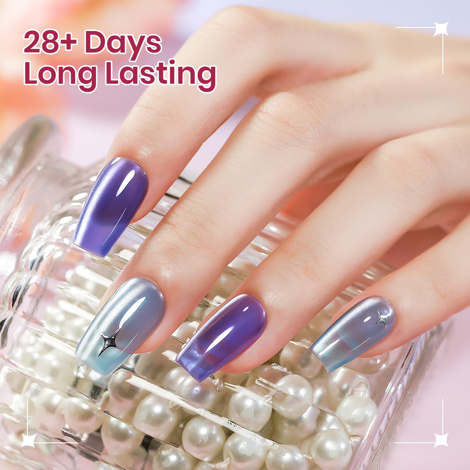SUPWEE 24 Colors Cat Eye Gel Nail Polish Set — Magnetic Cat Eye Gels for DIY Home Manicure
