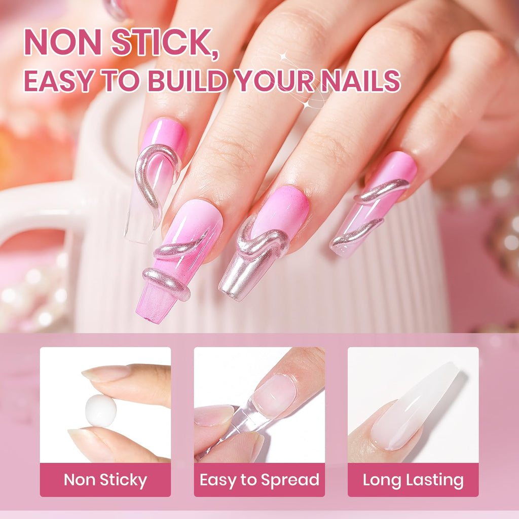 SUPWEE 3D Sculpting Gel Kit – Pearl White, Pink & White Builder Gel for At-Home Nails