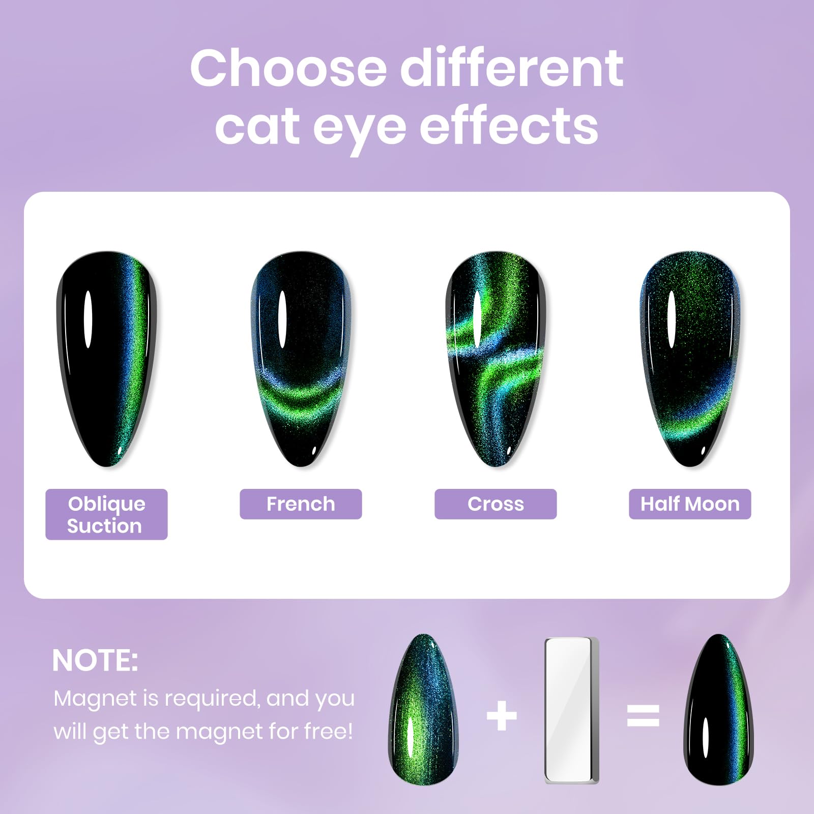 SUPWEE 9D Magnetic Cat Eye Nail Polish Set - Quick Dry Non Gel 6-Piece Kit