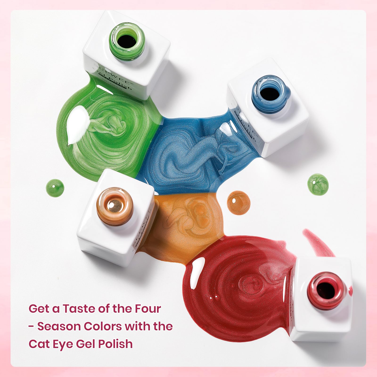 SUPWEE 24 Colors Cat Eye Gel Nail Polish Set — Magnetic Cat Eye Gels for DIY Home Manicure