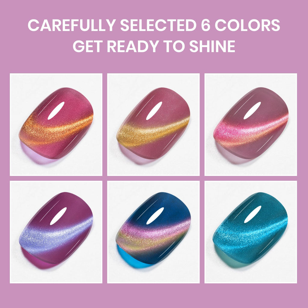 SUPWEE Quick Dry Cat Eye Nail Polish Set – Magnetic, Non-Gel, Air-Dry Gloss