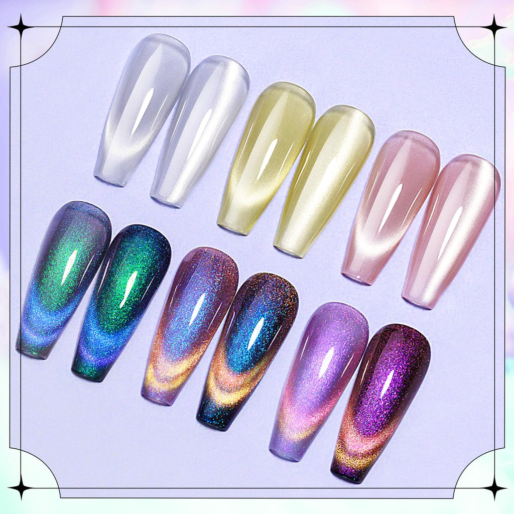 SUPWEE Moonlight & Chameleon Cat Eye Gel Polish Set — 12 Colors + Magnetic Stick for Galaxy Cateye Effects