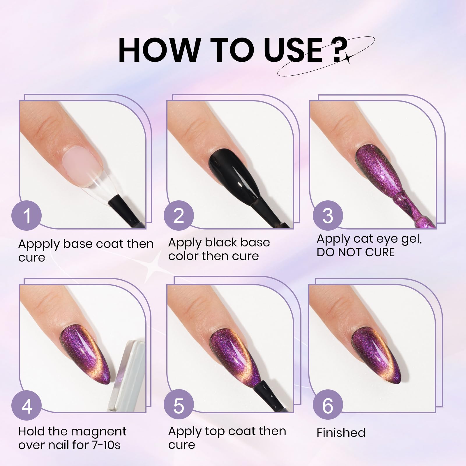 SUPWEE 12-Color Cat Eye Gel Polish Kit with Magnetic Stick – Galaxy Cat Eye Nails for DIY Home Manicure
