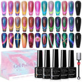 SUPWEE 12-Color Cat Eye Gel Polish Kit with Magnetic Stick – Galaxy Cat Eye Nails for DIY Home Manicure