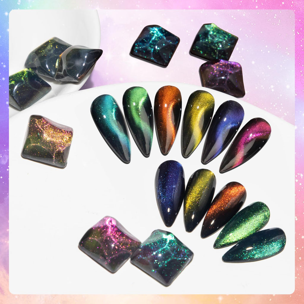 SUPWEE Cat Eye Gel Polish with Magnet – 12-Color Galaxy 9D Cateye Kit, 7ml, Soak Off UV/LED