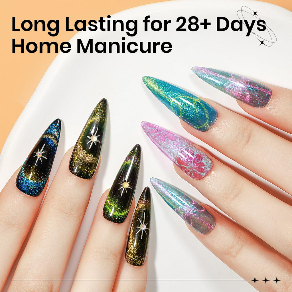 SUPWEE Cat Eye Gel Polish Kit — 12 Magnetic Colors with Stick for Galaxy Cat Eye Nails