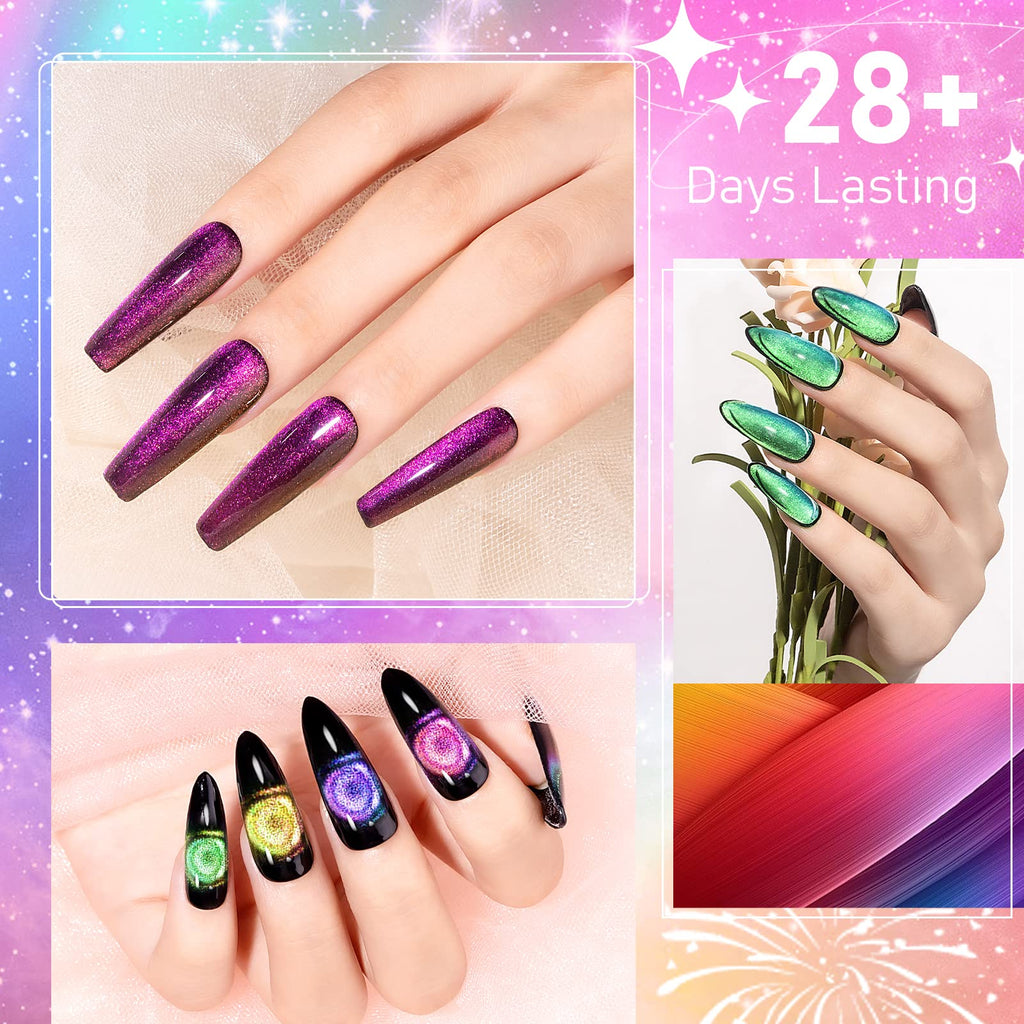 SUPWEE Cat Eye Gel Polish with Magnet – 12-Color Galaxy 9D Cateye Kit, 7ml, Soak Off UV/LED
