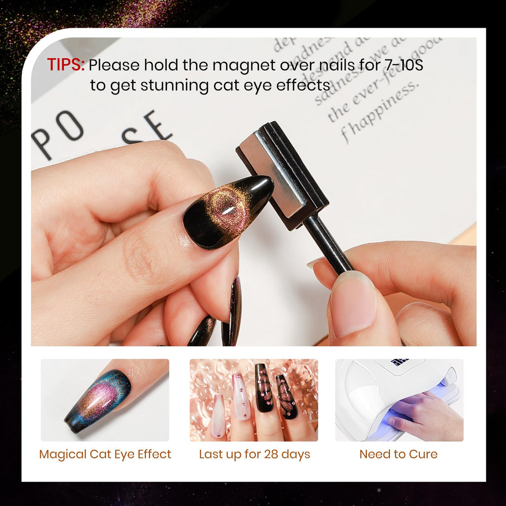 SUPWEE Cat Eye Gel Polish Kit — 12 Magnetic Colors with Stick for Galaxy Cat Eye Nails