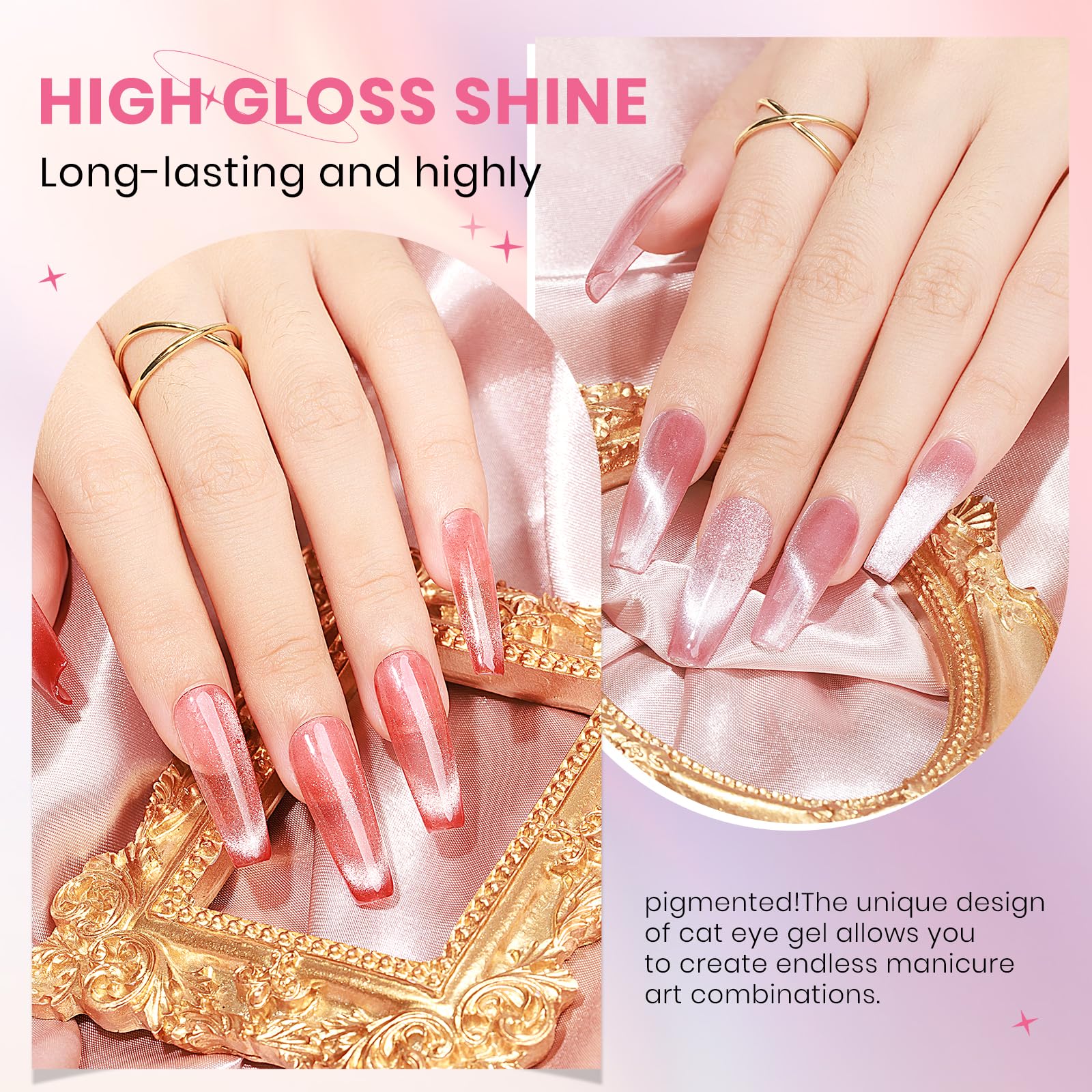 SUPWEE Crystal Cat Eye Gel Nail Polish – 12 Colors with Magnetic Stick