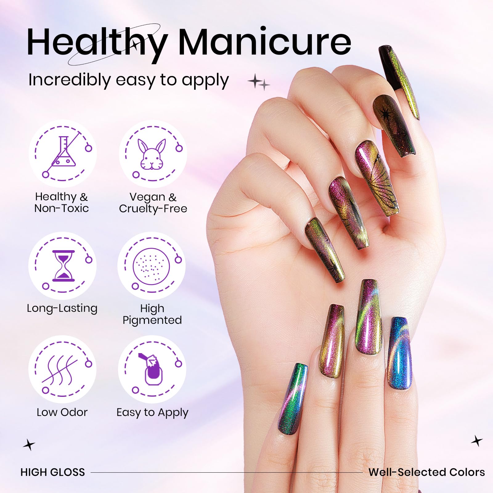 SUPWEE 12-Color Cat Eye Gel Polish Kit with Magnetic Stick – Galaxy Cat Eye Nails for DIY Home Manicure