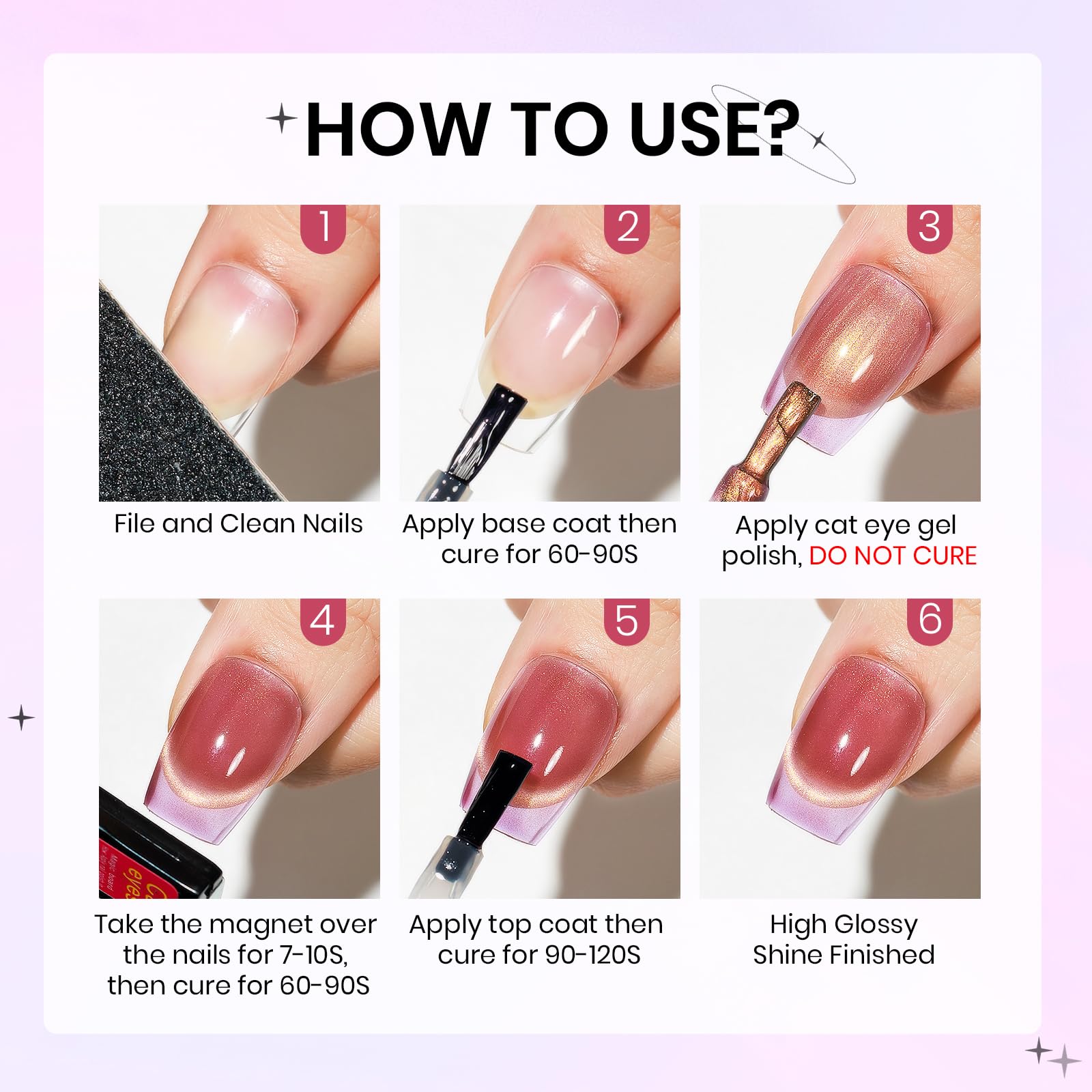 SUPWEE Cat Eye Gel Nail Polish Set – 12 Magnetic Colors with Holographic Glitter | DIY Home Manicure
