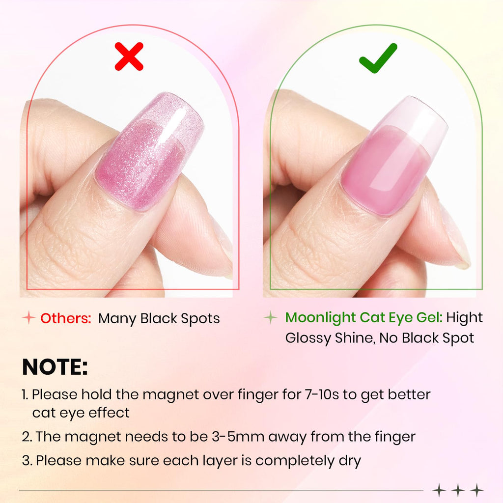 SUPWEE Cat Eye Gel Nail Polish – 12 Colors Silk Cateye Magnetic Gel Kit with Moonlight Shine