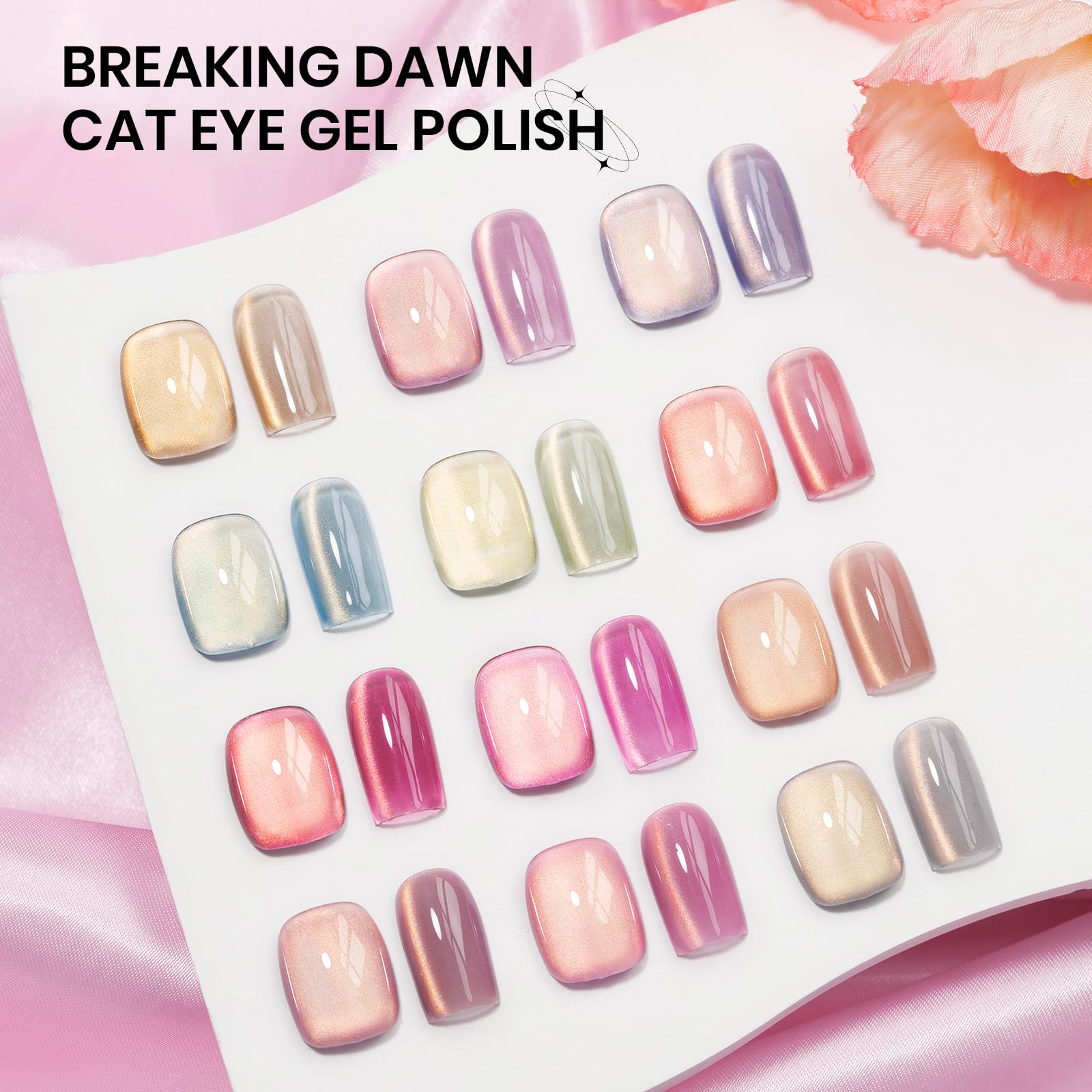 SUPWEE Cat Eye Gel Nail Polish Set – 12 Magnetic Colors with Holographic Glitter | DIY Home Manicure