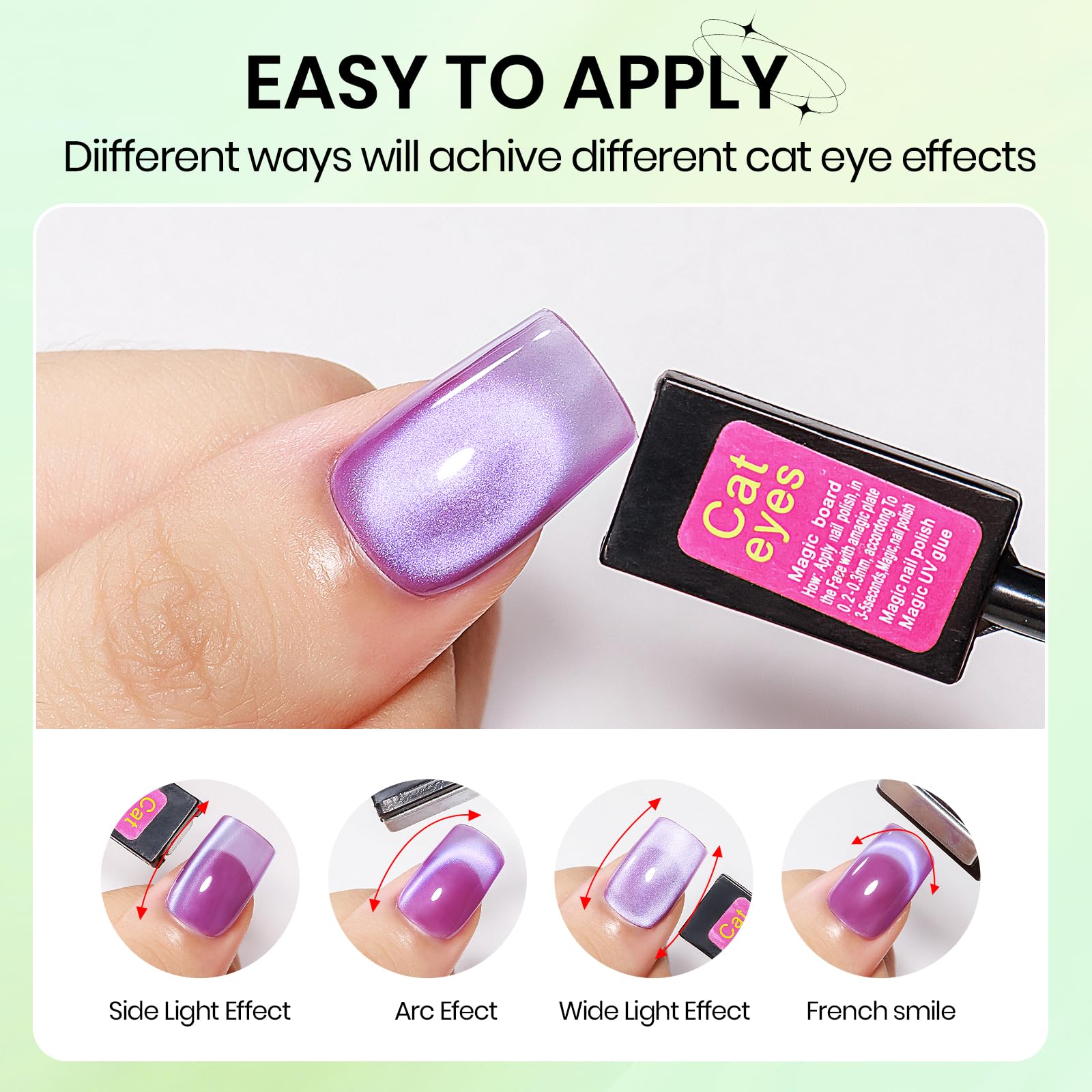 SUPWEE Cat Magnetic Eye Gel Polish – 12 Fruit Colors, DIY Cat Eye Kit with Magnetic Stick