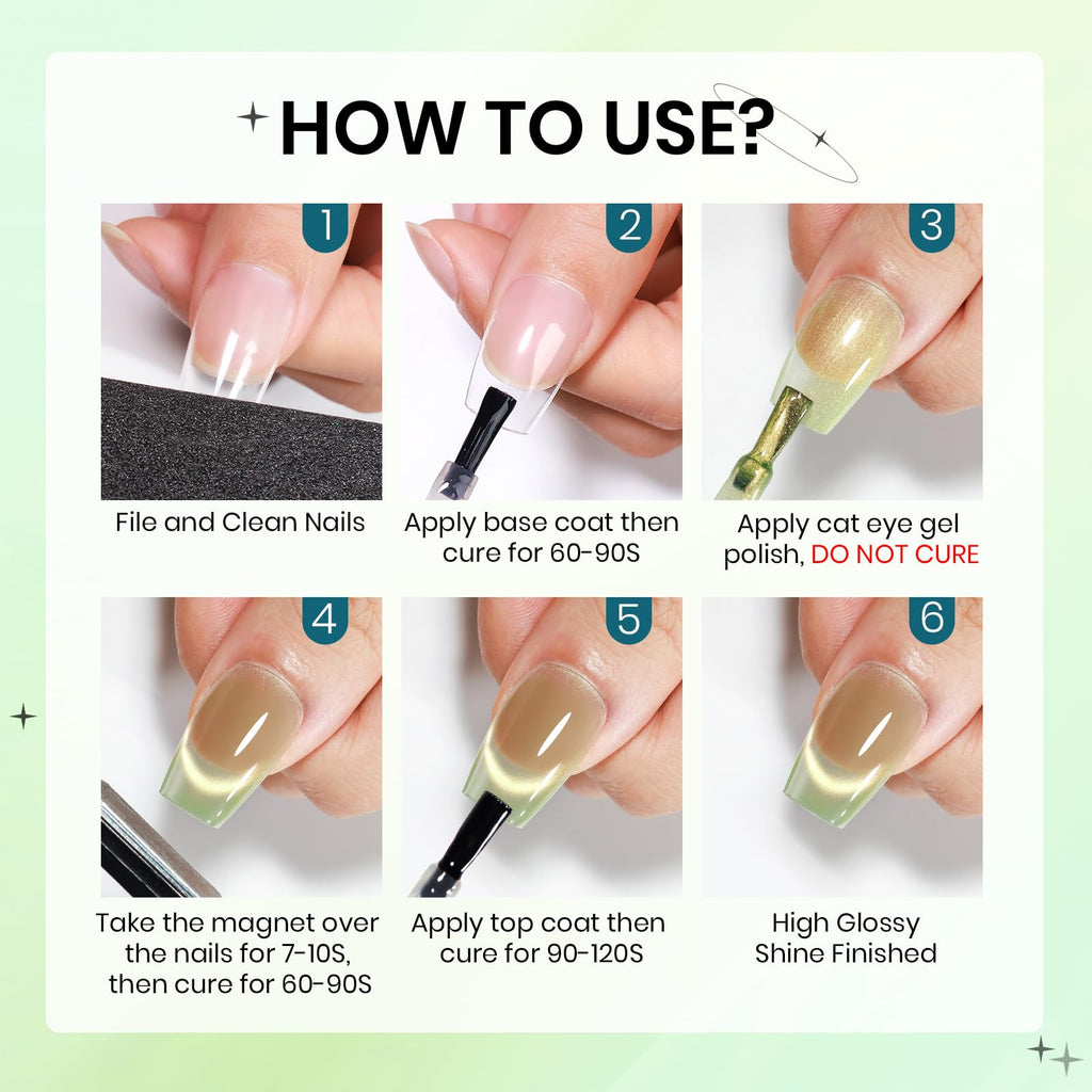 SUPWEE Cat Magnetic Eye Gel Polish – 12 Fruit Colors, DIY Cat Eye Kit with Magnetic Stick