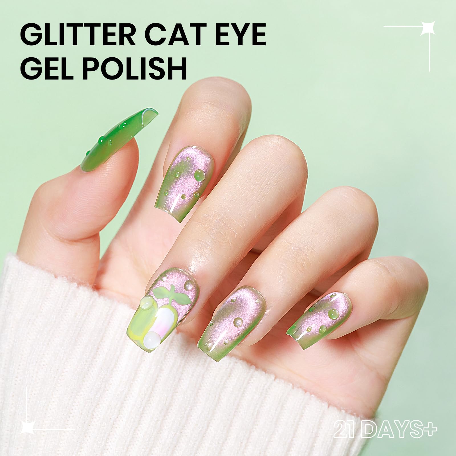 SUPWEE Cat Magnetic Eye Gel Polish – 12 Fruit Colors, DIY Cat Eye Kit with Magnetic Stick
