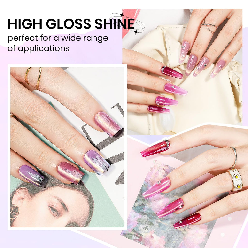 SUPWEE Cat Eye Gel Nail Polish Set – 12 Magnetic Colors with Holographic Glitter | DIY Home Manicure