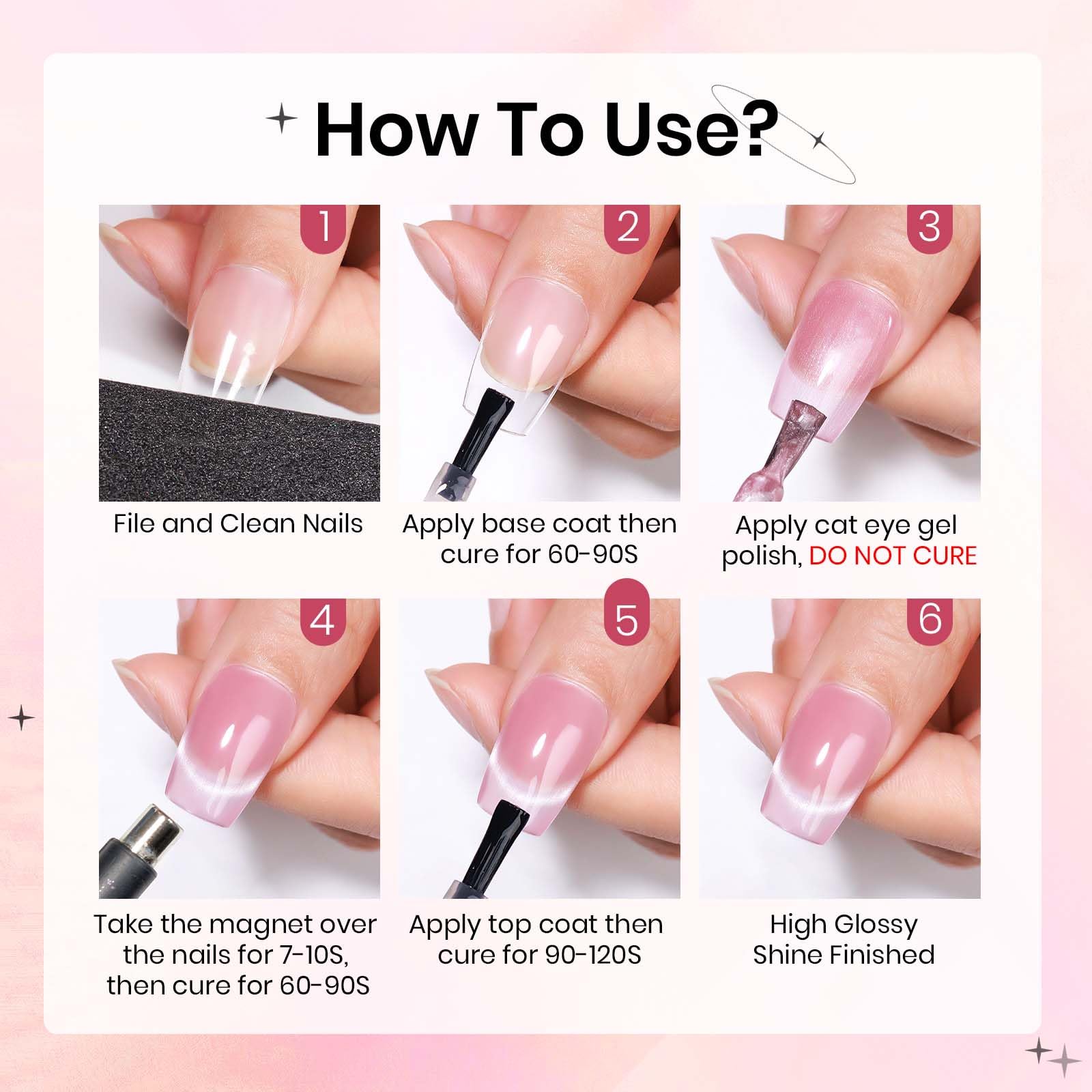 SUPWEE Cat Eye Gel Nail Polish Set – 6 Magnetic Colors, UV Lamp Cured
