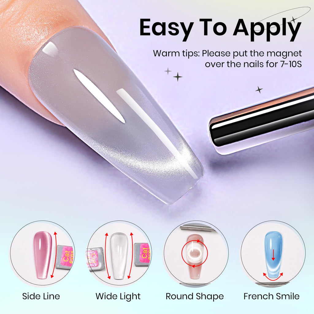 SUPWEE Moonlight & Chameleon Cat Eye Gel Polish Set — 12 Colors + Magnetic Stick for Galaxy Cateye Effects
