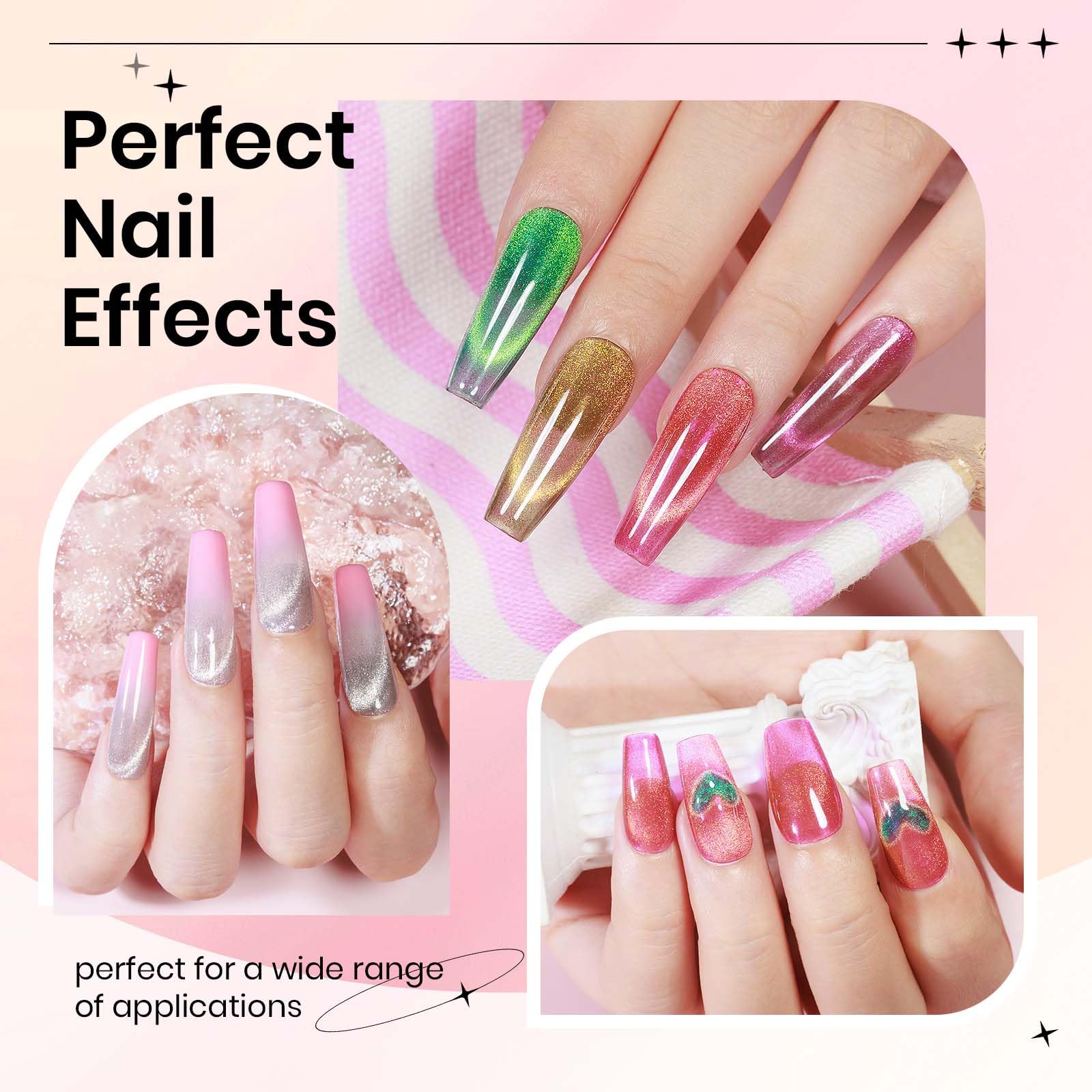 SUPWEE Cat Eye Gel Nail Polish Set – 12 Colors + Magnetic Stick, Galaxy Effect